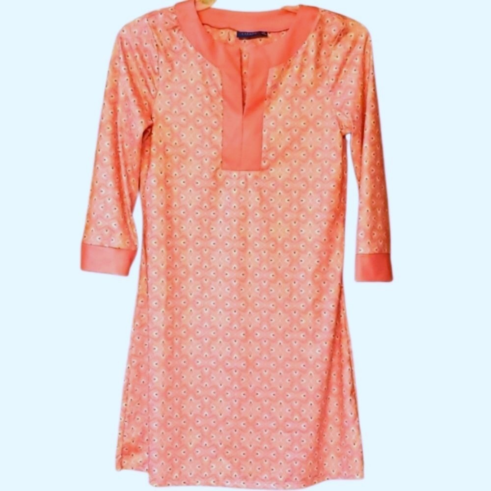 Cabana Life Camden Pink and Peach Geometric Tunic Dress Size Small